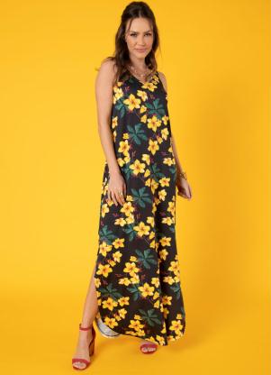 Vestido (Flor Amarela) com Bolsos