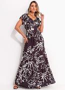 Vestido Floral Pontilhado em Malha Fria