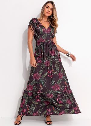 Vestido (Floral Rabisco) em Malha Fria