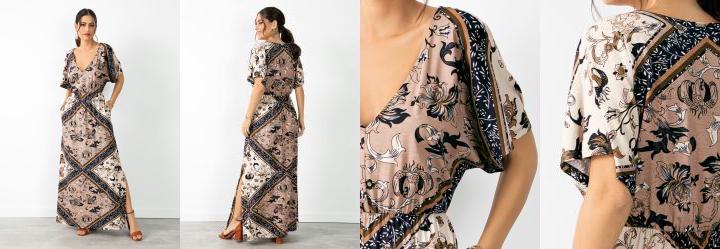 Vestido Len�o Marinho em Viscose com Elastano