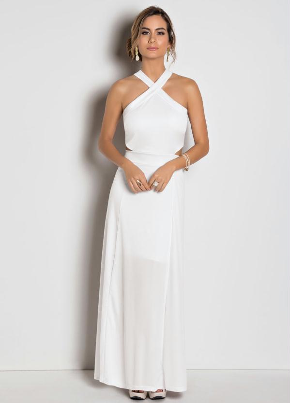 vestido longo transpassado branco