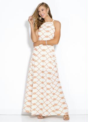 Vestido Longo (Cordas Off White) com Al�a Tran�ada