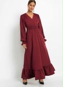 Vestido Longo Decote Transpassado Rubro 