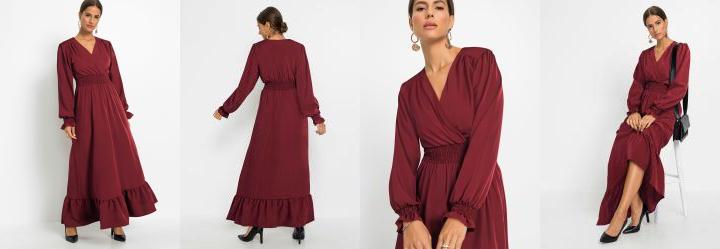 Vestido Longo Decote Transpassado Rubro