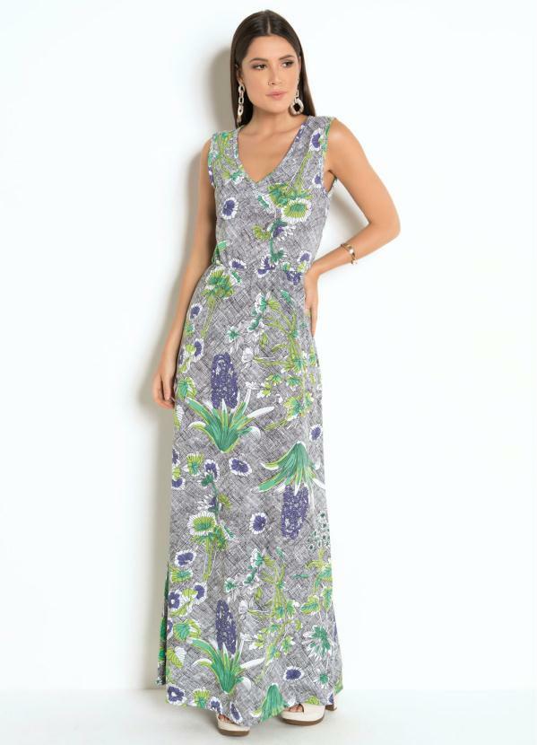 vestido longo decote v