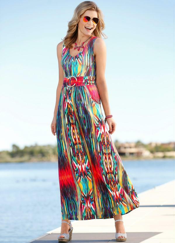 vestido longo estampado amarelo