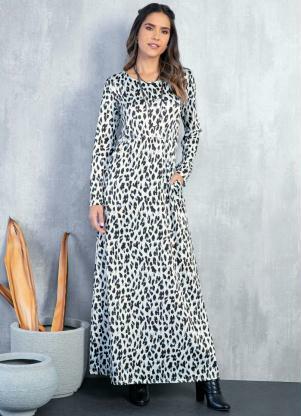 Vestido Longo (Onça Azul) com Bolsos Vestido Longo (Onça Azul) com Bolsos