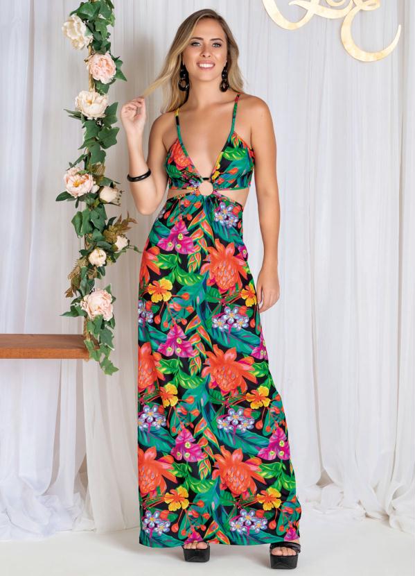 vestido tropical longo