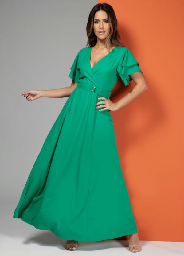 vestido verde com cinto