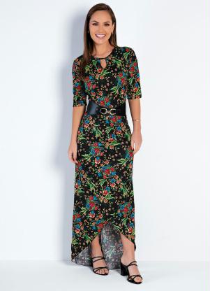 Vestido Mullet (Floral Preto) Moda Evang�lica