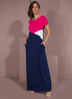 Vestido (Pink, Off White e Marinho) com Recortes Vestido (Pink, Off White e Marinho) com Recortes