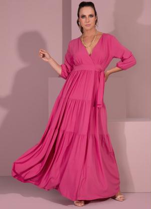 Vestido (Rosa) Transpassado com Camadas