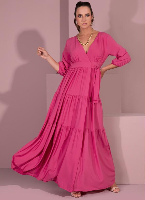 Vestido (Rosa) Transpassado com Camadas