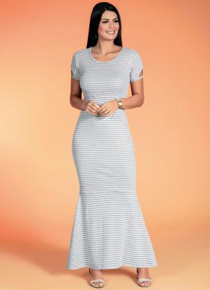 Vestido Sereia (Listrado Mescla) Moda Evang�lica