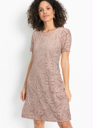 Vestido em Renda Decote Redondo (Ros�)