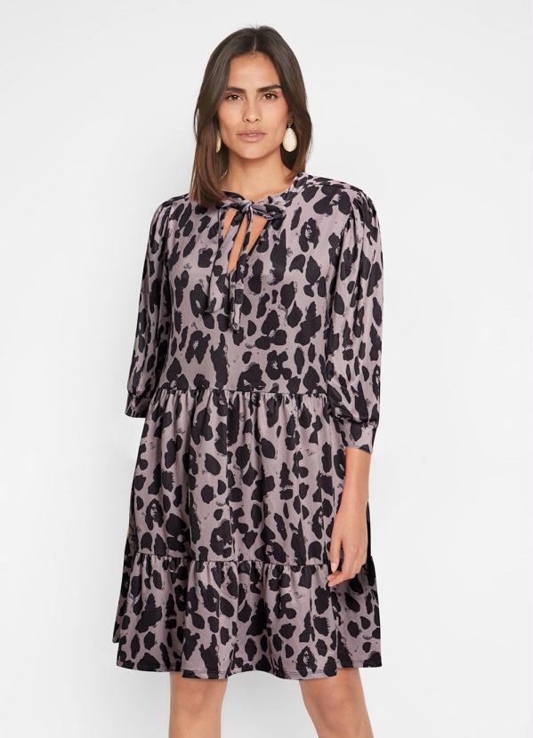 Vestido (Animal Print) em Malha Fria