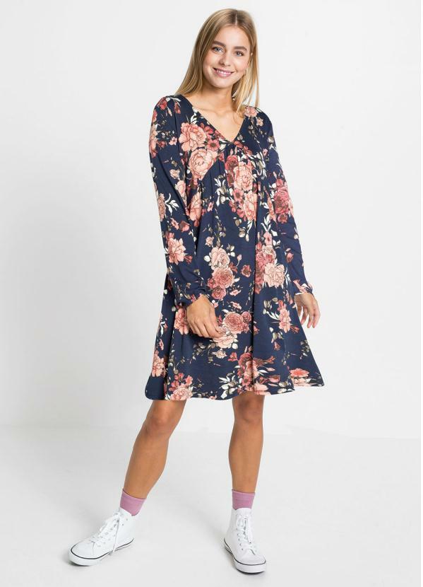 Vestido Decote V com Recorte no Busto (Floral/Mari