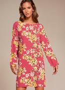 Vestido Manga Ampla Floral Vermelho 