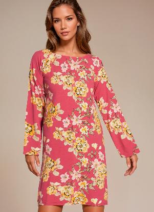 Vestido Manga Ampla (Floral Vermelho)