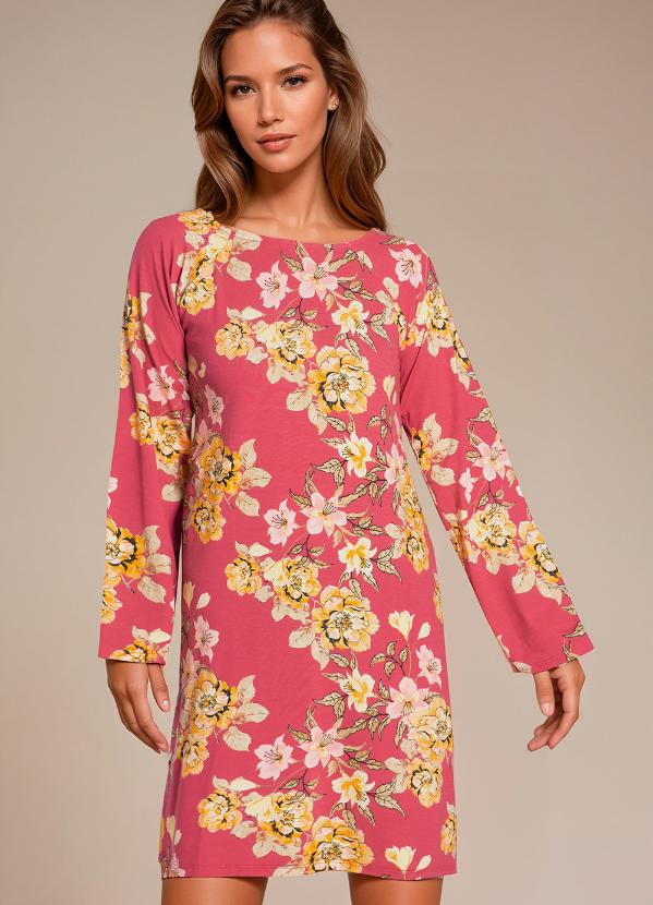 Vestido Manga Ampla (Floral Vermelho)