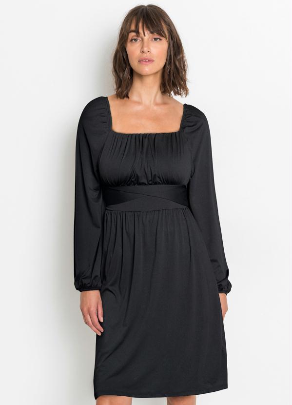 Vestido (Preto) em Malha Crepe