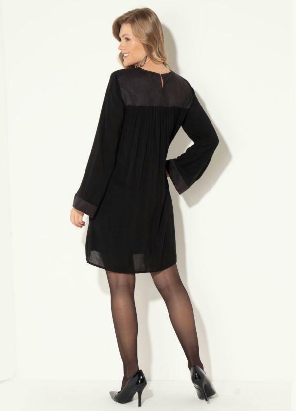 vestido camurça preto