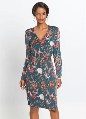 Vestido Transpassado Estampado (Verde Floral) Vestido Transpassado Estampado (Verde Floral)