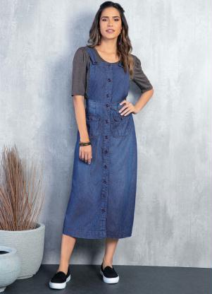 Salopete (Jeans) com Bolsos e Botões Salopete (Jeans) com Bolsos e Botões