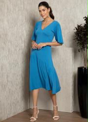 Vestido Azul com Recorte no Busto