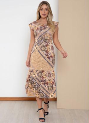 Vestido (Azulejo Dourado) Recortes em Camadas