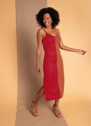 Vestido com Al�as (Vermelho e Ferrugem)