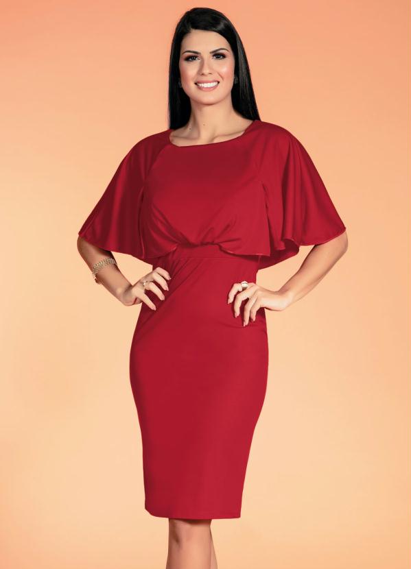 Vestido com Babado (Vermelho) Moda Evang�lica