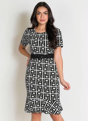 Vestido com Cinto (Letras Preta) Moda Evangélica Vestido com Cinto (Letras Preta) Moda Evangélica