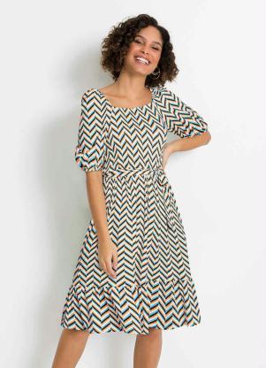 Vestido com Decote Quadrado (Verde/Marrom) Vestido com Decote Quadrado (Verde/Marrom)