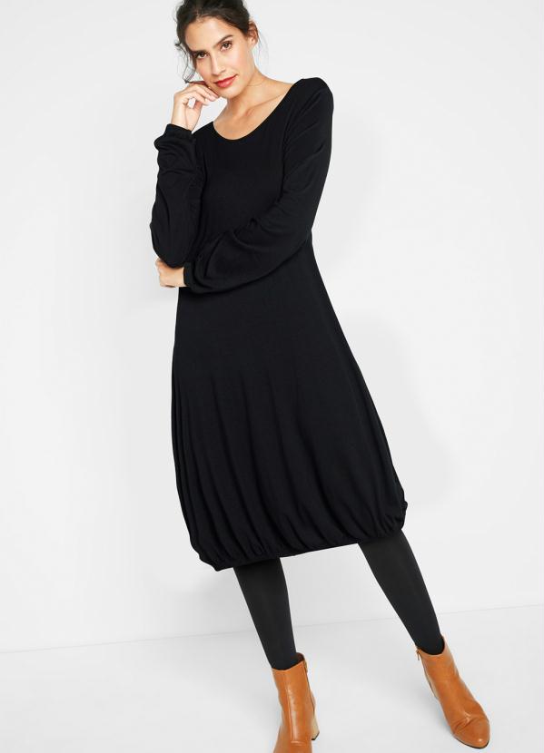 Vestido com Elástico no Punho e na Barra (Preto) Vestido com Elástico no Punho e na Barra (Preto)