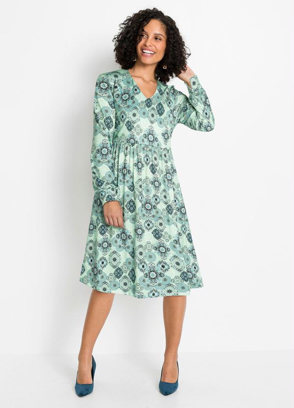 Vestido com Estampa de Mandalas (Verde Candy)