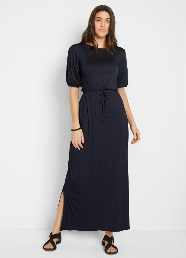 Vestido com Fenda (Preto)