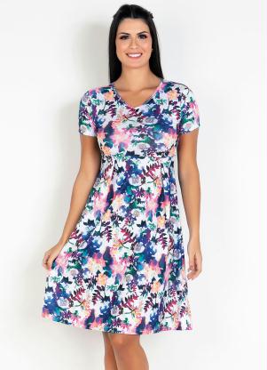 Vestido com Pregas (Floral) Moda Evang�lica