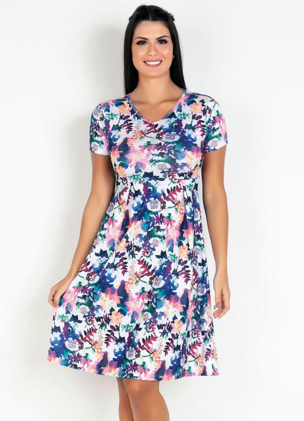 Vestido com Pregas (Floral) Moda Evang�lica