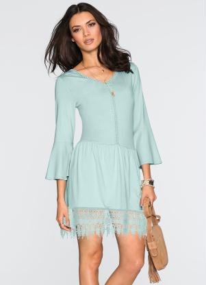 Vestido com Renda Guipir (Azul)