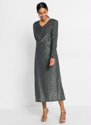 Vestido de Lurex Detalhe Transpassado (Chumbo) Vestido de Lurex Detalhe Transpassado (Chumbo)