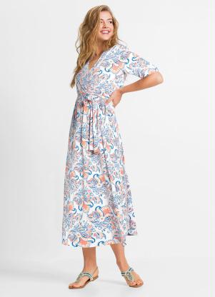 Vestido Decote Transpassado (Paisley Branco) Vestido Decote Transpassado (Paisley Branco)