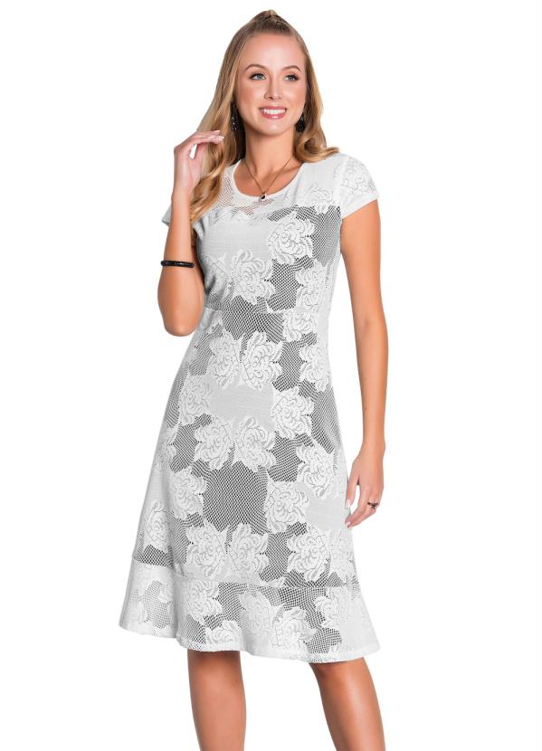 Vestido em Renda (Off White) Moda Evangélica Vestido em Renda (Off White) Moda Evangélica