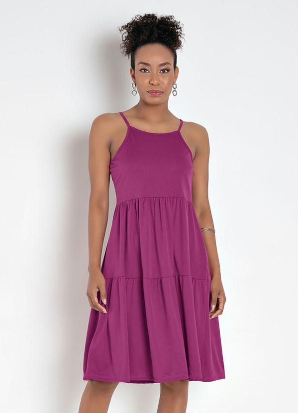 Vestido Evas� (F�csia) com Recortes