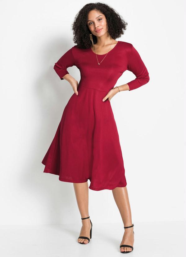 Vestido Evas� Mangas 7/8 (Bord�)