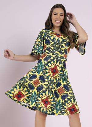 Vestido Evas� (Payslei Amarelo) Moda Evang�lica