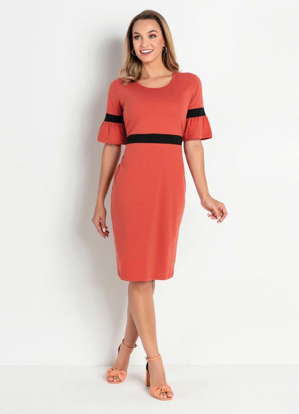 Vestido (Ferrugem e Preto) Moda Evang�lica