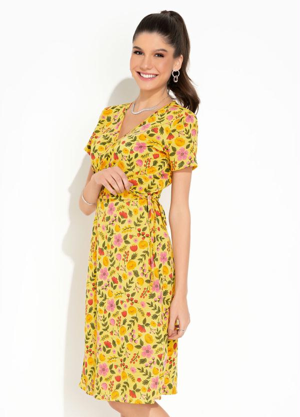 Vestido(Floral Amarelo) Transpasse