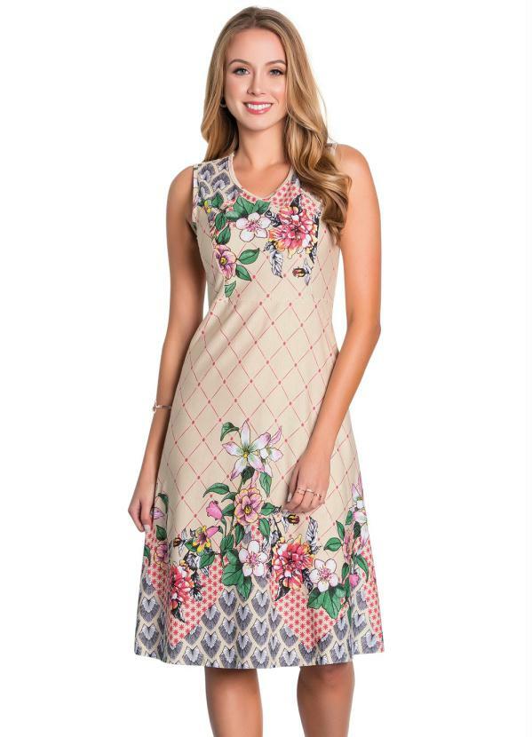 vestido com barrado floral