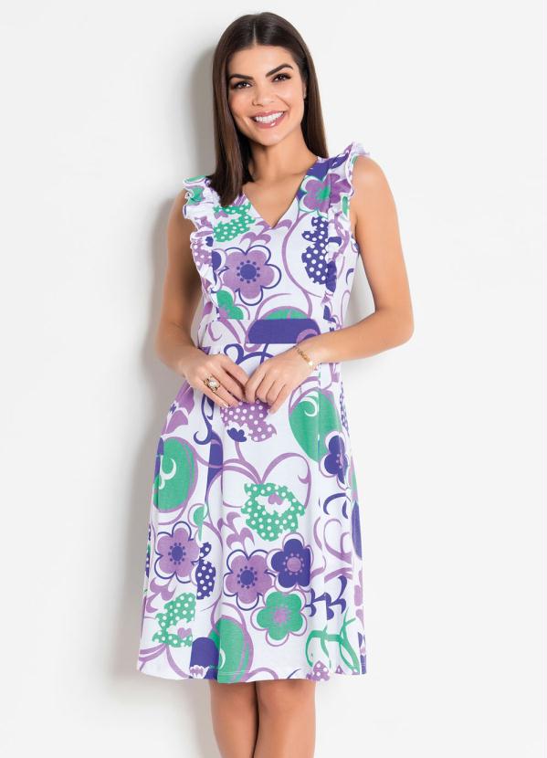 Vestido (Floral) com Babados Moda Evang�lica